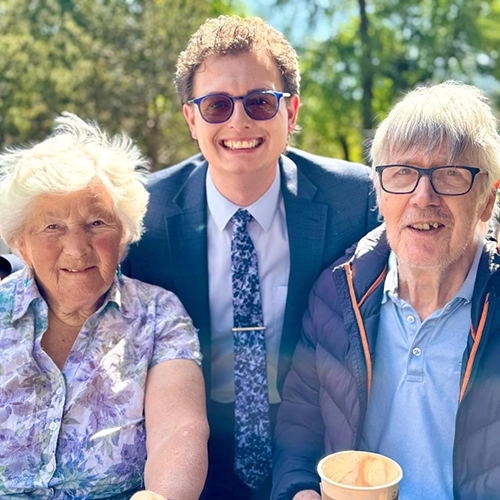 Manager Ross Isbell and residents at Glencairn House care home in Dorchester