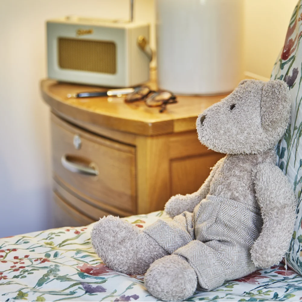 Teddy Bear on Bed at Glencairn House Care Home Dorchester Apr2026